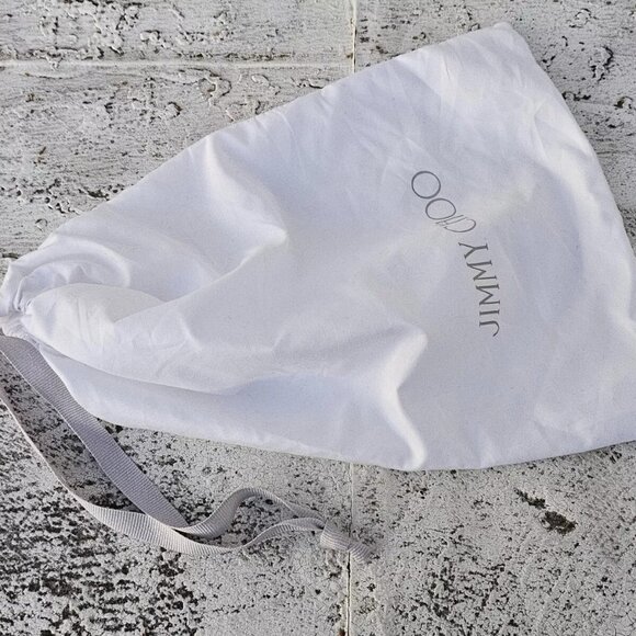 Jimmy Choo Dust Bag White Polyester Storage Bag Draw String Made in Italy - Picture 6 of 10